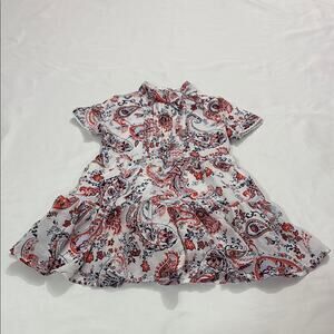 Janie and Jack Girls Toddler 2T Floral Spring Dress Paisley Tiered Orange Blue